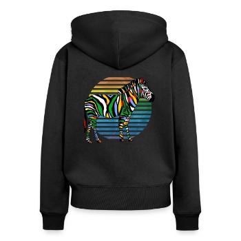 zèbre - Sweat à capuche zippé Premium bio Femme - noir - Dos - Julia (174cm)