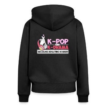 K-Pop K-Pop Merchandise K-Pop Fan Gift - Women's Premium Organic Zip Hoodie - black - Back - Julia (174cm)