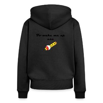 pokeflute - Sweat à capuche zippé Premium bio Femme - noir - Dos - Julia (174cm)