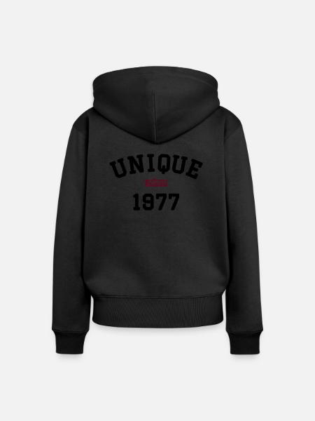 Unique Since 1977 - Frauen Premium Bio Zip Hoodie - Schwarz
