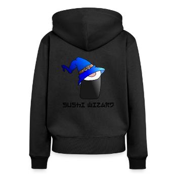 Sushi Wizard - Frauen Premium Bio Zip Hoodie - Schwarz - Hinten - Julia (174cm)