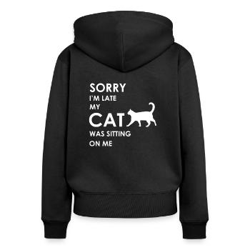 Katze, Katzen, Katzen Shirt, Katzen Liebhaber - Frauen Premium Bio Zip Hoodie - Schwarz - Hinten - Julia (174cm)