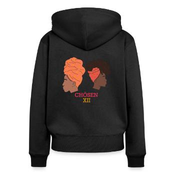 Headwrapped Prinzessinnen - Frauen Premium Bio Zip Hoodie - Schwarz - Hinten - Julia (174cm)