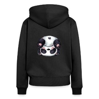 Panda de dessin animé sportif - Sweat à capuche zippé Premium bio Femme - noir - Dos - Julia (174cm)
