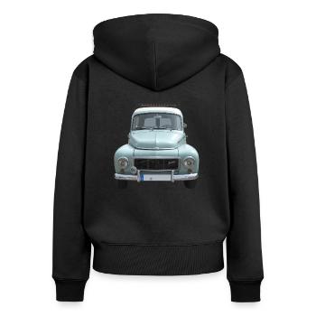 Buckelvolvo voiture ancienne - Sweat à capuche zippé Premium bio Femme - noir - Dos - Julia (174cm)