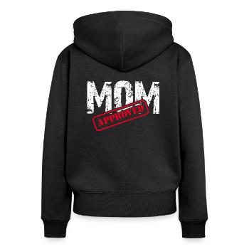 Mom approved - Women's Premium Organic Zip Hoodie - black - Back - Julia (174cm)