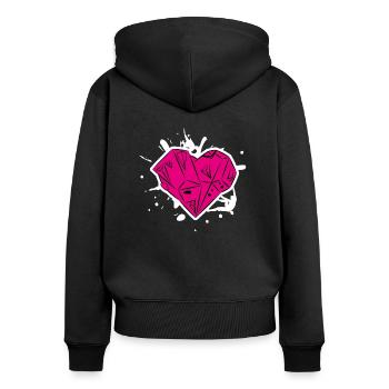 Tee shirt femme coeur de bloc - Sweat à capuche zippé Premium bio Femme - noir - Dos - Julia (174cm)