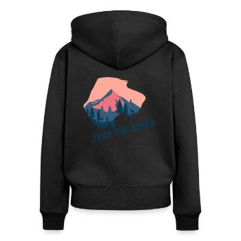 Fear the Beard / Deutsch Drahthaar /Jagdhund - Frauen Premium Bio Zip Hoodie - Schwarz - Hinten - Julia (174cm)