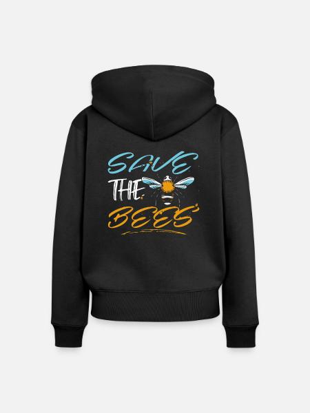 Save the bees - Frauen Premium Bio Zip Hoodie - Schwarz