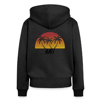 Bali - Frauen Premium Bio Zip Hoodie - Schwarz - Hinten - Julia (174cm)