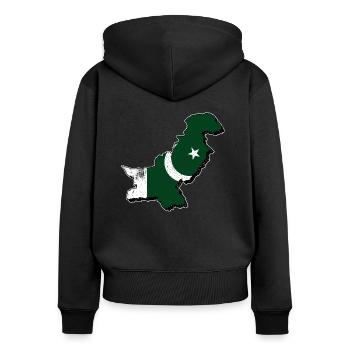 Pakistan - Sweat à capuche zippé Premium bio Femme - noir - Dos - Julia (174cm)