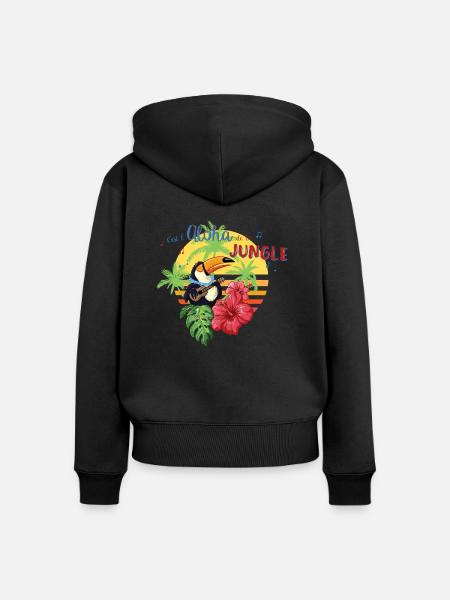 Aloha des Dschungels - Frauen Premium Bio Zip Hoodie - Schwarz