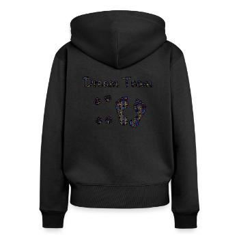Hunde Design Dream-Team DOG DREAMTEAM NEON - Frauen Premium Bio Zip Hoodie - Schwarz - Hinten - Julia (174cm)