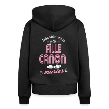 future mariée T-shirt evjf - Sweat à capuche zippé Premium bio Femme - noir - Dos - Julia (174cm)