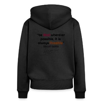 Dalai Lama, Citations de Dalai Lama, citations célèbres, cool - Sweat à capuche zippé Premium bio Femme - noir - Dos - Julia (174cm)