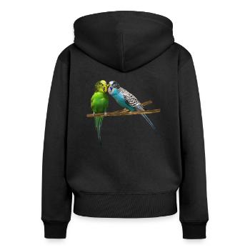 beaking budgerigar, bird pet, lover - Women's Premium Organic Zip Hoodie - black - Back - Julia (174cm)