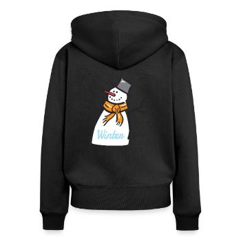 Winter - Frauen Premium Bio Zip Hoodie - Schwarz - Hinten - Julia (174cm)