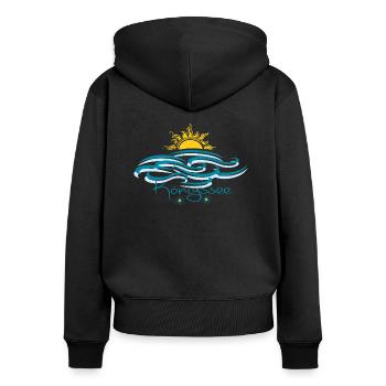 Königssee Sonnenaufgang - Frauen Premium Bio Zip Hoodie - Schwarz - Hinten - Julia (174cm)