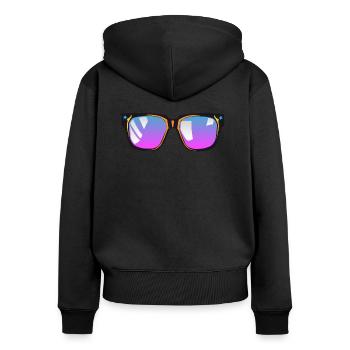 lunette de soleil - Sweat à capuche zippé Premium bio Femme - noir - Dos - Julia (174cm)