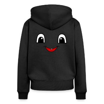 Cute face - Frauen Premium Bio Zip Hoodie - Schwarz - Hinten - Julia (174cm)