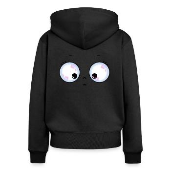 Cute eyes - Frauen Premium Bio Zip Hoodie - Schwarz - Hinten - Julia (174cm)