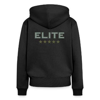 Elite Text 5 étoiles Pour la crème de la crème - Sweat à capuche zippé Premium bio Femme - noir - Dos - Julia (174cm)