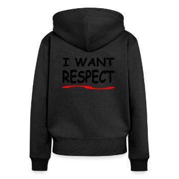 Respect - Sweat à capuche zippé Premium bio Femme - noir - Dos - Julia (174cm)