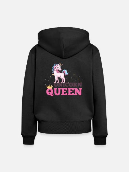 UNICORN QUEEN - Frauen Premium Bio Zip Hoodie - Schwarz