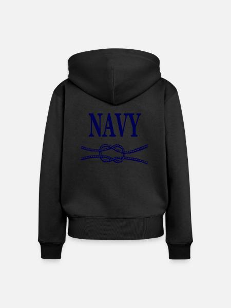 NAVY BLAUE SCHRIFT - Frauen Premium Bio Zip Hoodie - Schwarz