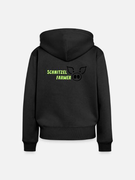 Landwirtschaft Schnitzel Farmer Bauer - Frauen Premium Bio Zip Hoodie - Schwarz