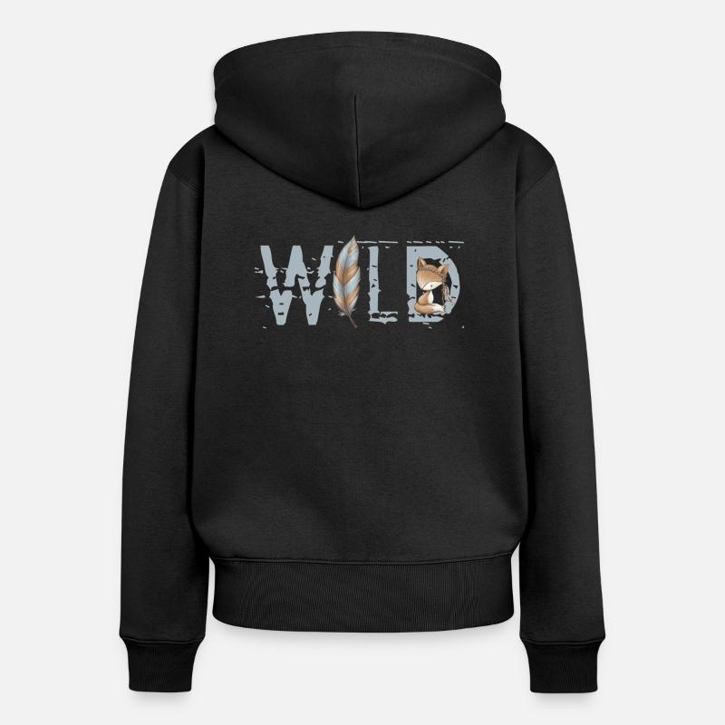 WILD - Sweat à capuche zippé Premium bio Femme - noir