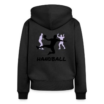 Handball - Frauen Premium Bio Zip Hoodie - Schwarz - Hinten - Julia (174cm)