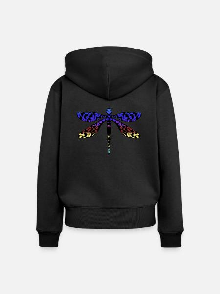 Libelle - Frauen Premium Bio Zip Hoodie - Schwarz
