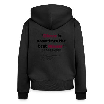 Dalai Lama, Citations de Dalai Lama, citations célèbres, cool - Sweat à capuche zippé Premium bio Femme - noir - Dos - Julia (174cm)