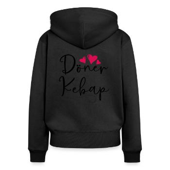 Doner Kebab Fast Food Saying Gift - Women's Premium Organic Zip Hoodie - black - Back - Julia (174cm)