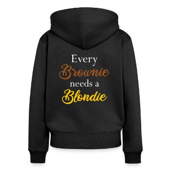 Every Brownie needs a Blondie Haarfarbe Geschenk - Frauen Premium Bio Zip Hoodie - Schwarz - Hinten - Julia (174cm)