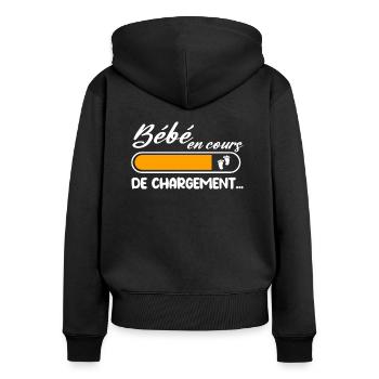 Bébé en cours de chargement t-shirt femme enceinte - Sweat à capuche zippé Premium bio Femme - noir - Dos - Julia (174cm)
