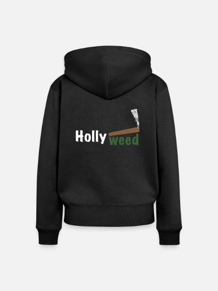 HollyWeed white - Frauen Premium Bio Zip Hoodie - Schwarz