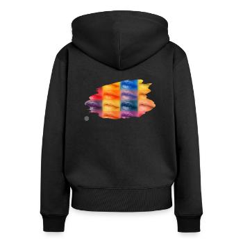Colourful Mess - Frauen Premium Bio Zip Hoodie - Schwarz - Hinten - Julia (174cm)