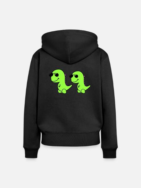 cool dinos - Frauen Premium Bio Zip Hoodie - Schwarz