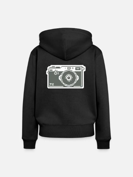 8bit pixel retro fotoapparat - Frauen Premium Bio Zip Hoodie - Schwarz