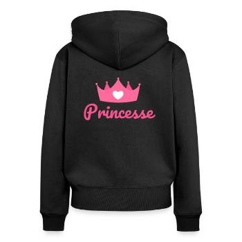 Princesse - Sweat à capuche zippé Premium bio Femme - noir - Dos - Julia (174cm)