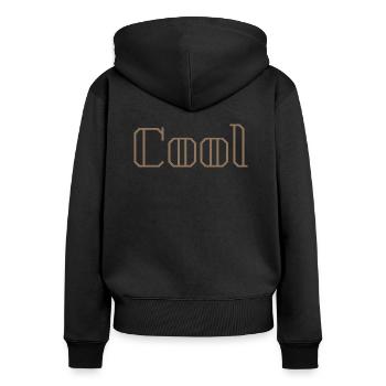 Cool - Frauen Premium Bio Zip Hoodie - Schwarz - Hinten - Julia (174cm)
