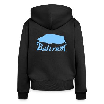 Baltrum Tattoo - Frauen Premium Bio Zip Hoodie - Schwarz - Hinten - Julia (174cm)