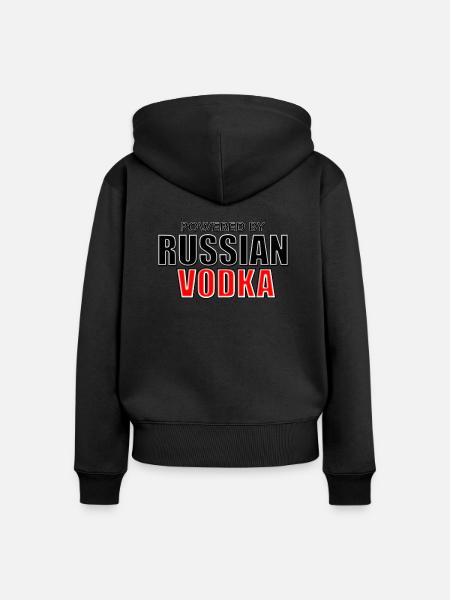 powered_by_Russian_Vodka - Frauen Premium Bio Zip Hoodie - Schwarz