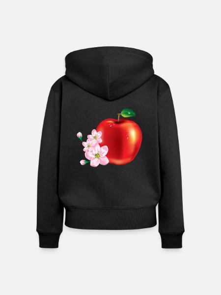 Apfel mit Kirschblüten design - Frauen Premium Bio Zip Hoodie - Schwarz