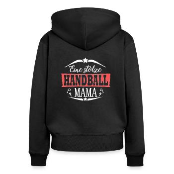 Handball Mama Handballer Geschenk Handballspieler - Frauen Premium Bio Zip Hoodie - Schwarz - Hinten - Julia (174cm)