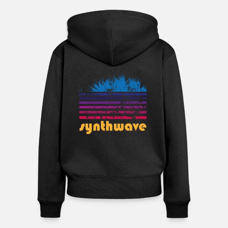 synthwave pandanus - Sweat à capuche zippé Premium bio Femme - noir