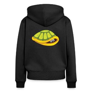 Lustige verängstigte Schildkrötenhaut - Frauen Premium Bio Zip Hoodie - Schwarz - Hinten - Julia (174cm)