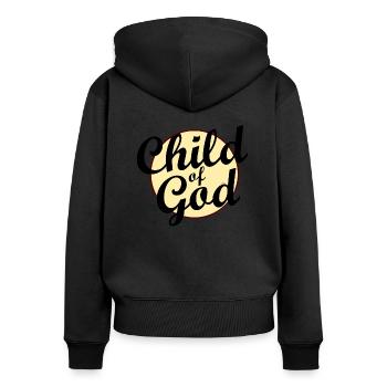Child of God - Frauen Premium Bio Zip Hoodie - Schwarz - Hinten - Julia (174cm)
